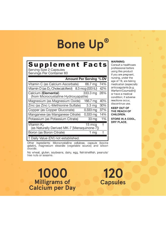 jarrow formulas BoneUp for Bone Density - Vitamin D3 and K2, Calcium Support, 120 Capsules, Provides Skeletal Nutrition, Up to 20 Days Supply - Image 3